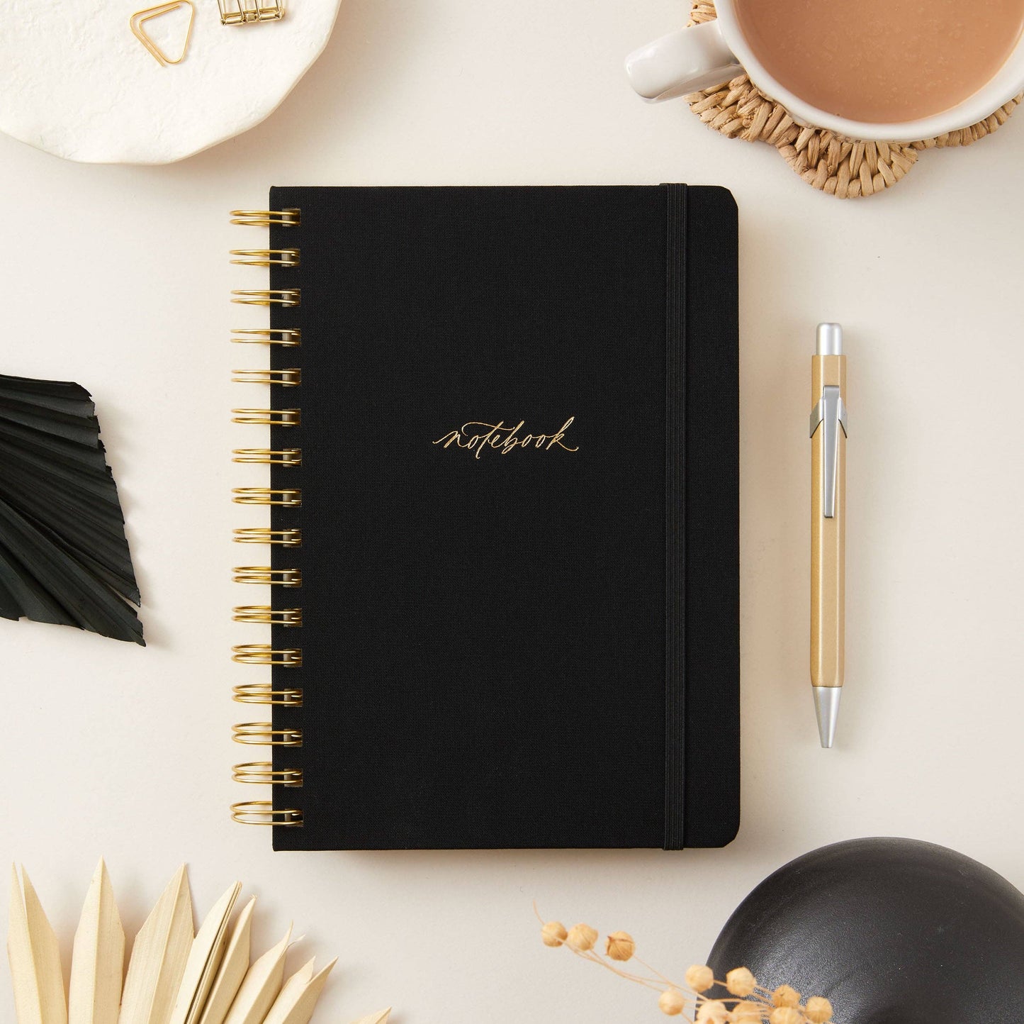 Luxury Notebook / Journal - Black Cloth with Spiral