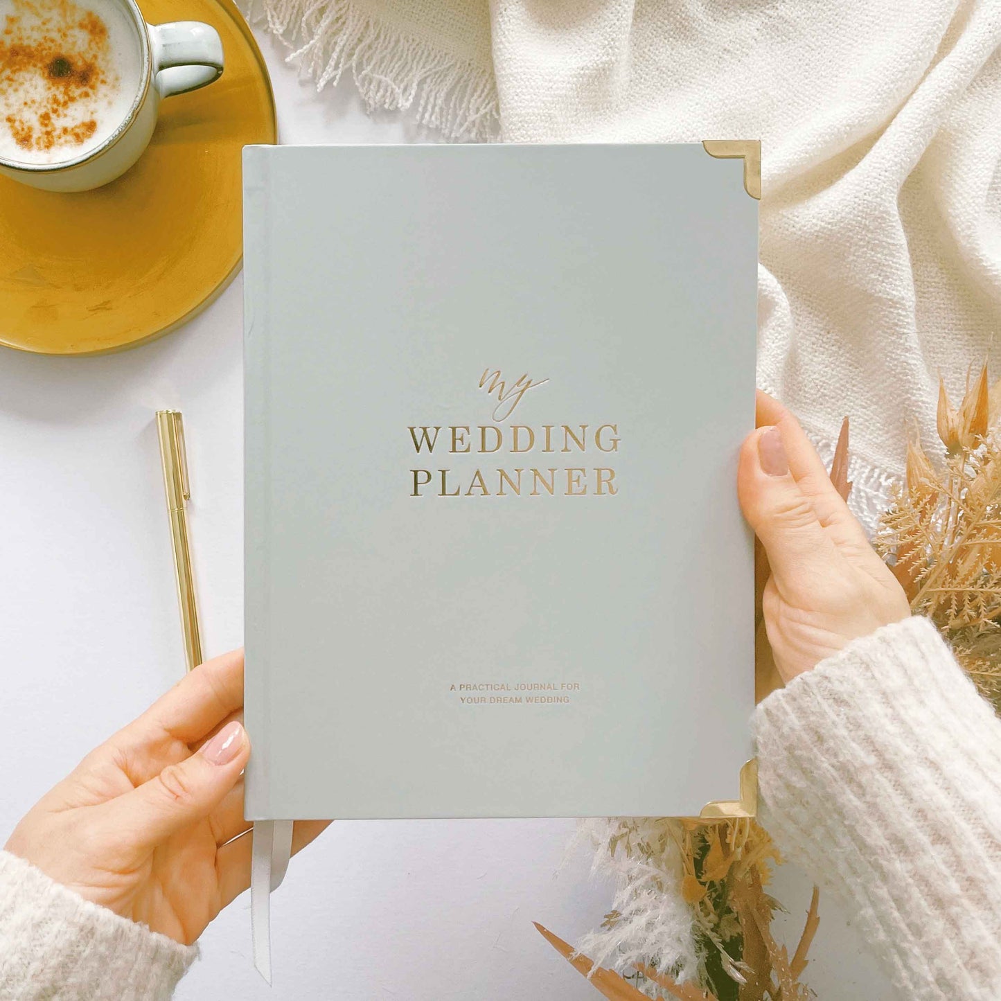 NEW - Luxury Wedding Planner Book - Grey and Gold Foil with Gilded Edges