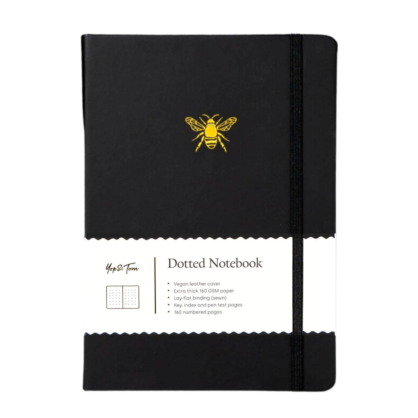 Bee Dotted Notebook - Charcoal - Hardback