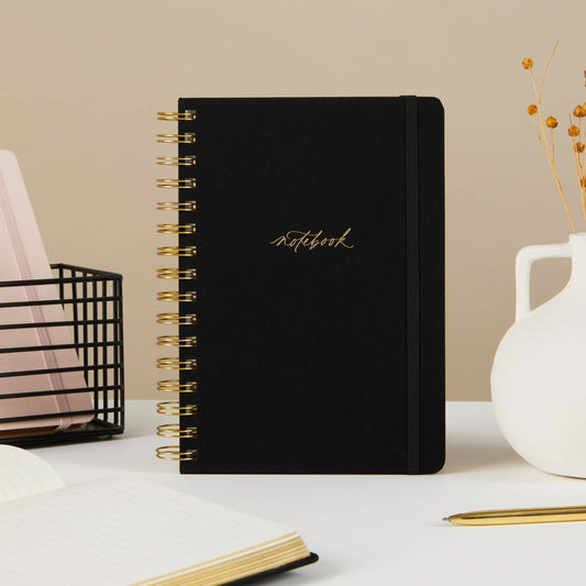 Luxury Notebook / Journal - Black Cloth with Spiral